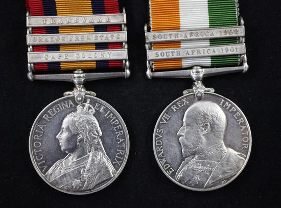 A pair of Queens South Africa and Kings South Africa medals to Private J.Gordon, Suffolk Regiment,